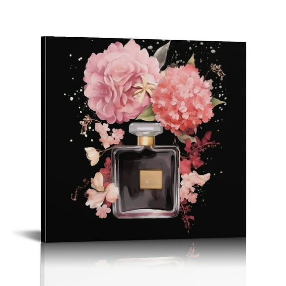Chilfamy Flowers Perfume Bottle Art Modern Canvas Prints Wall Decor 12x12in