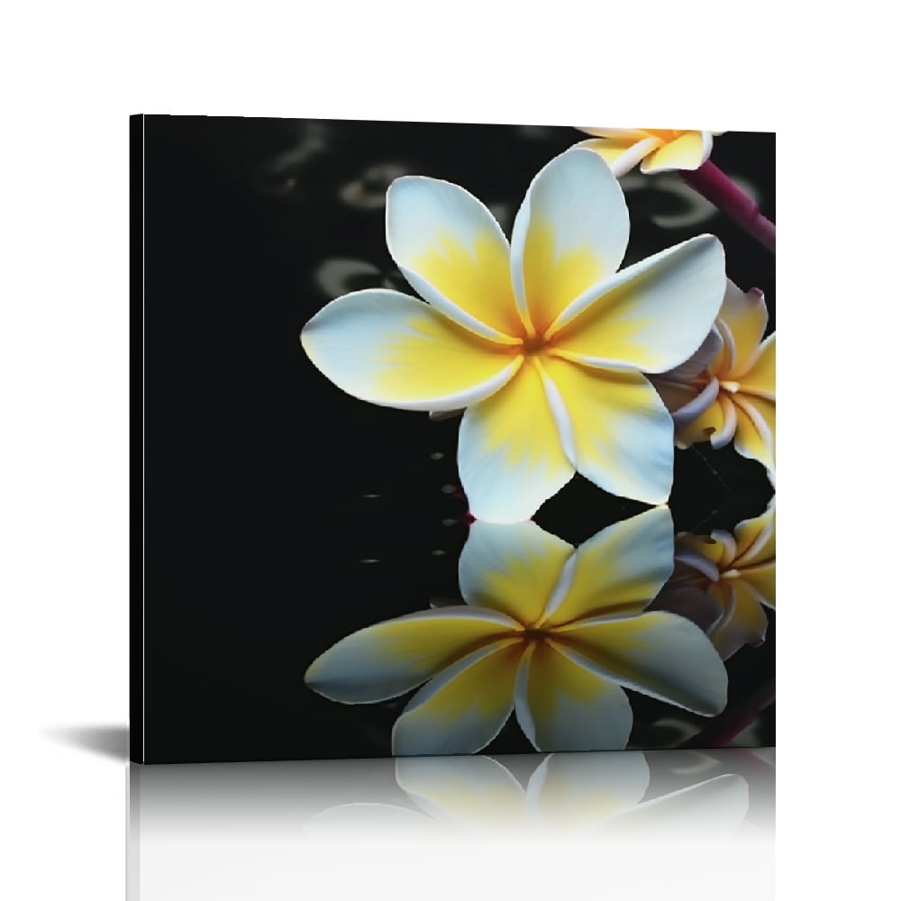 Chilfamy Flowers Reflection Water Canvas Wall Art Home Decor 12x12in ...