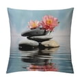 thumbnail image 1 of Chilfamy Flowers Rocks Water Pillow Covers for Couch Sofa Indoor Outdoor Zipper Closure Square 1PC 22x22in, 1 of 5