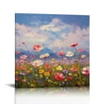 thumbnail image 1 of Chilfamy Flowers Sky Clouds Wall Decor Canvas Art Ready To Hang 16x16in, 1 of 6