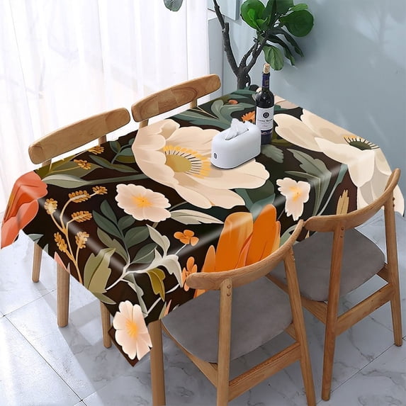 Chilfamy Flowers Vintage Pattern Rectangle Dining Tablecloth, Washable ...