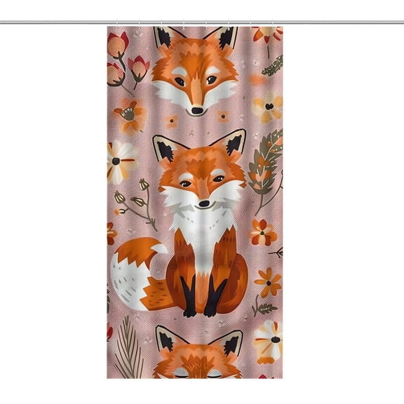 Chilfamy  Fox Autumn Floral Shower Curtain ,Watercolor Flowers Bathroom Shower Curtain, Waterproof Fabric Shower Curtain with Hooks