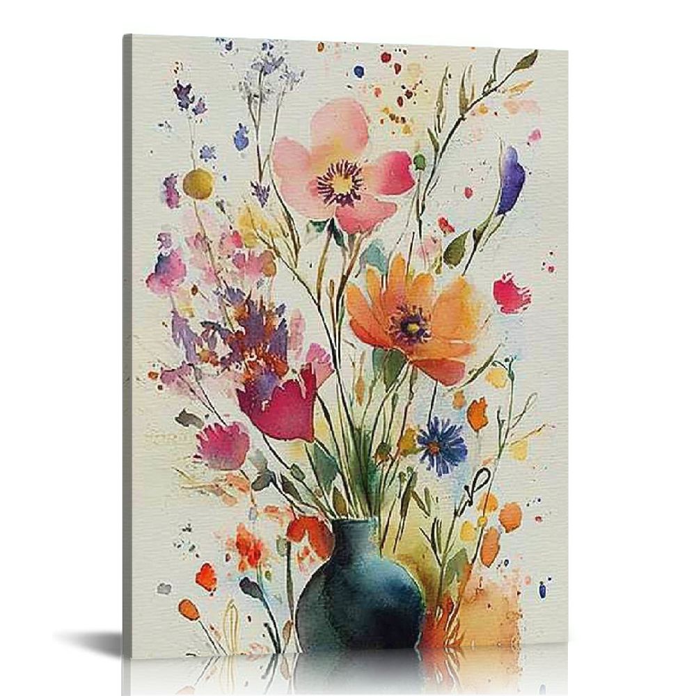 Chilfamy Framed Colorful Wildflower Canvas Wall Art Flowers Pictures ...