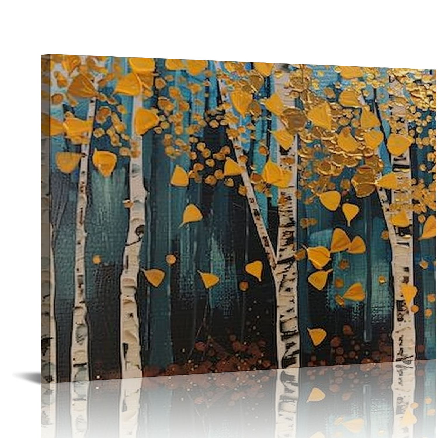 Chilfamy Framed Wall Art Golden Autumn Scene Nature Decor Canvas Print ...