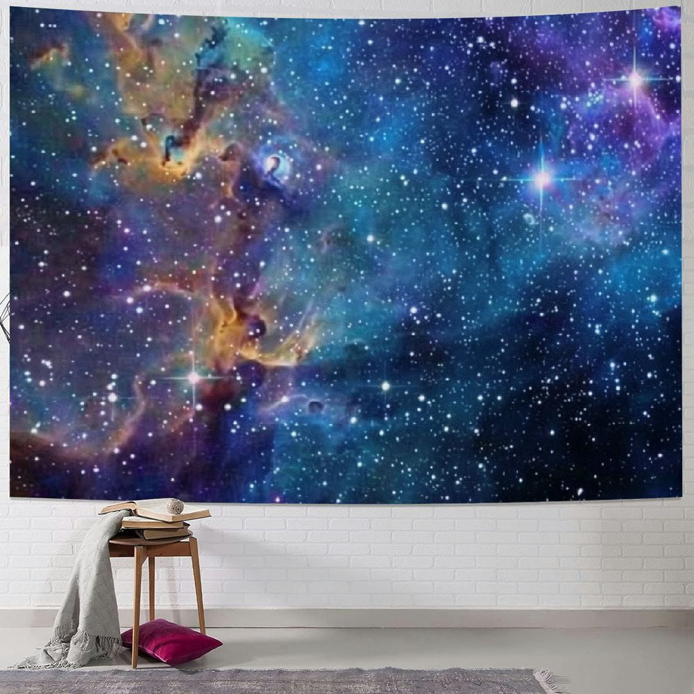 Chilfamy Galaxy Blue Starry Sky Tapestry Wall Art for Living Room, Dorm ...