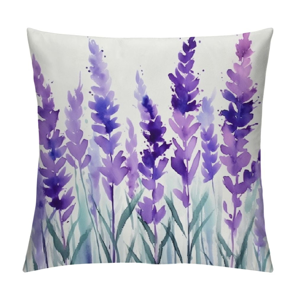 Chilfamy Grass Lavender Throw Pillow Covers,Watercolor Paint of Violet