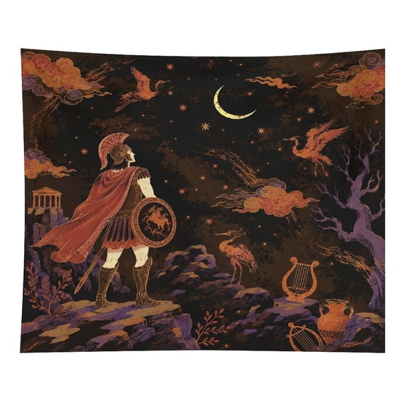 Chilfamy Greek Goddess Night Stars Moon Pegasus Art Deco Polyester Wall Tapestry Anti Wrinkle Art Hanging Decor for Bedroom Living Room Home Holiday Decoration Gift
