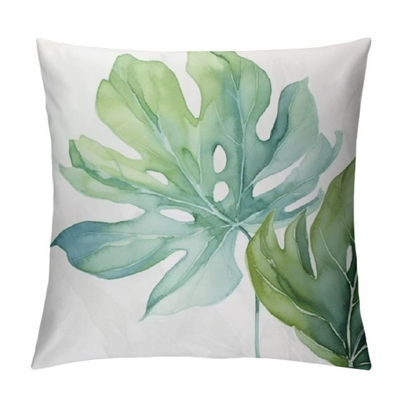 Chilfamy Green Tropical Leaves Throw Pillow Covers Decorative Monstera Palm Leaf Couch Pillow Case Botanical Plant Outdoor Pillow Covers Waterproof Fabric for Patio Bedroom Living Room