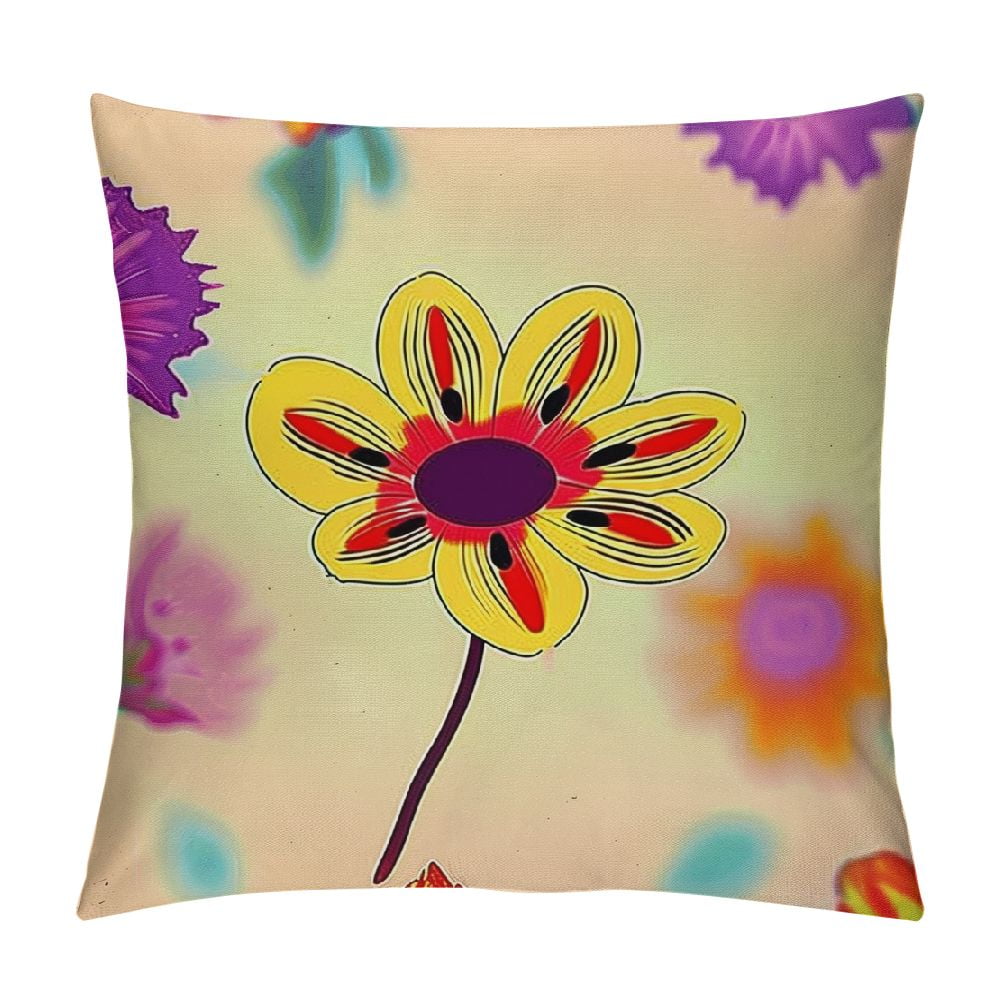 Chilfamy Groovy Flower Power Throw Pillow Covers for Girls, Aesthetic