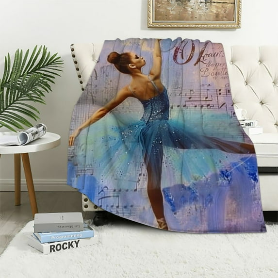 Chilfamy Gymnastics Blanket for Girls,Gymnastics Gifts for Girls Throw Blanket,Dance Gifts for Teen Girls Gymnastics Birthday Gymnastics Blanket,Soft Cozy Gymnastics Blanket for Sofa Decor White