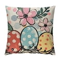 thumbnail image 1 of Chilfamy Happy Easter Pillow Covers, Rabbit Bunny Floral Eggs Carrots Cross Polka Dots Striped Farmhouse Decorative Throw Pillowcases for Home Sofa Couch Decoration，Multi-Size, 1 of 5