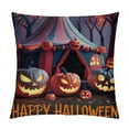thumbnail image 1 of Chilfamy Happy Halloween Cushion Covers Trick or Treat Throw Pillow Covers,Gothic Pumpkin Ghost House Pillow Covers,Colorful Glitter Stars Tent Cushion Cases for Bedroom 18x18in, 1 of 5