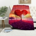 thumbnail image 1 of Chilfamy Heart-shaped Tree Sunset Pink Sky Gifts Blanket Super Soft Flannel Blankets for Bed Sofa Living Room Decor All Seasons Flannel Material Blanket 60x80in, 1 of 6