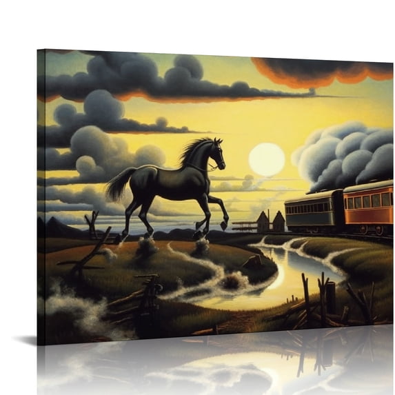 Chilfamy Horse Theme Wall Decor for Bathroom, Ready To Hang Canvas Print Art for Home, Living Room, Bedroom, Office, Hotel - Ideal Gift Choice 16x12in