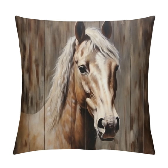Chilfamy Horse Wooden Fence Pillow Covers for Couch, Sofa, Indoor/Outdoor Use, 1PC 12x12in