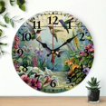 thumbnail image 1 of Chilfamy Hummingbirds Flowers Theme 10-Inch Wooden Wall Clock for Home Decor, Perfect for Living Rooms, Kitchens, Dorms, Practical Everyday Gifts 10x10in, 1 of 8