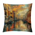thumbnail image 1 of Chilfamy Italian Throw Pillow Cushion Cover, European Venice Canal with Historical Buildings Famous Town Scenery, Decorative Square Accent Pillow Case White, 1 of 5