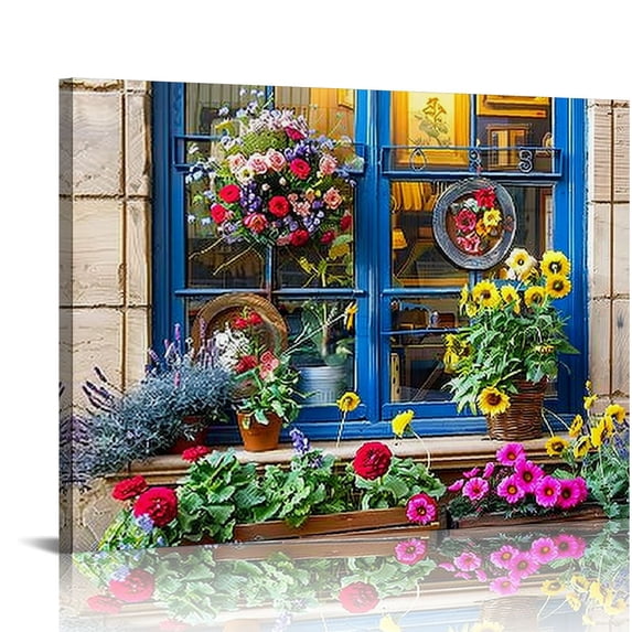 Chilfamy Italy Tuscan Wall Art, Colorful Nature Scenic Framed Pictures Canvas Prints, Modern Town Street Artwork Paintings for Living Room, Bedroom, Office Wall Decor 16x12in