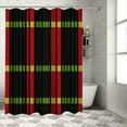 thumbnail image 1 of Chilfamy  Jamaican Shower Curtain, Knitted Effect Rastafarian Stripes Abstract Caribbean Culture Elements Tropical, Cloth Fabric Bathroom Decor Set with Hooks,  Vermilion Yellow Green White, 1 of 7