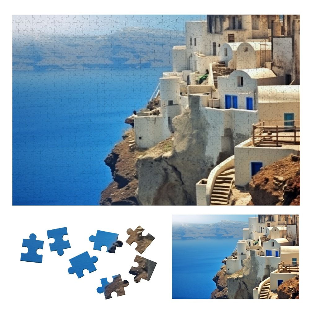 500 Piece Jigsaw Puzzle For Adults - Dreamy Aegean Sea Santorini Landscape, Wooden Pieces, Challenging Brain Teaser - View #4