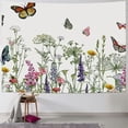 thumbnail image 1 of Chilfamy  Leaf Butterfly Tapestry Wall Hanging, Sage Green Leaves and Flowers with Butterflies Wall Hanging Tapestry Spring Plant Tapestry for Bedroom Living Room Wall Decor 40x30inch, 1 of 6