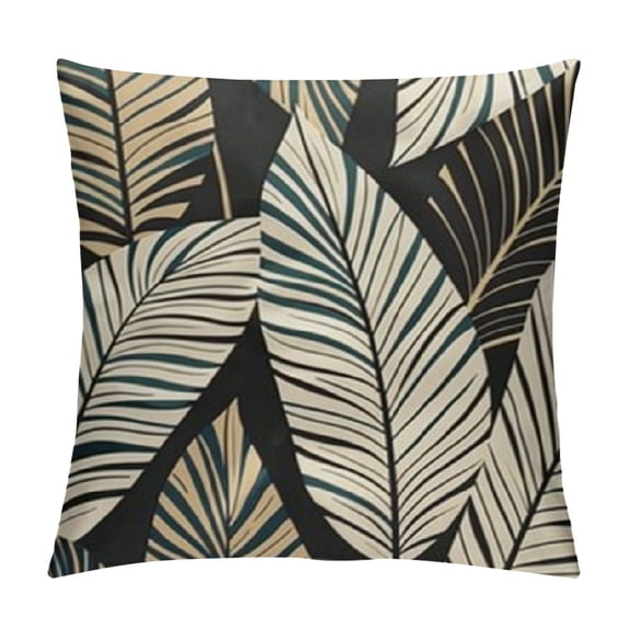 Chilfamy Leaves Pattern Modern Rustic Decorative Couch Pillow Cases with Zipper Home Decor High-Quality for Car Couch Bedroom 1PC 12x12in