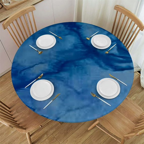 Chilfamy Light Blue Marble Granite Table Decoration for Party Abstract Natural Stone Texture Table Cloth, Blue Marble Tablecloth Round Table for Dinner Table Decor