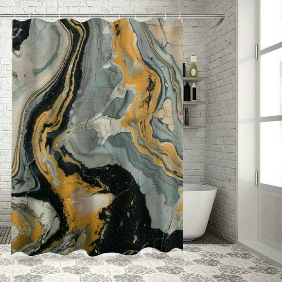 Chilfamy Marble Swirl Pattern Shower Curtain for Bathroom 100% Polyester Washable Shower Curtain with Hooks Chic Modern Bathroom Decor 36"x72