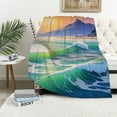 thumbnail image 1 of Chilfamy Metaphysical Painting Waves Mountain Print Flannel Throw Blanket Lightweight Soft Blanket for All Seasons 60x80in, 1 of 6
