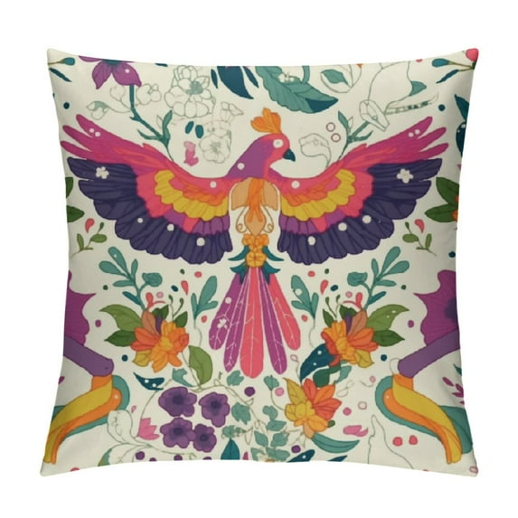 Chilfamy Mexican Otomi Throw Pillow Covers Dia De Los Muertos Floral Mexico Let's Fiesta Decoration for Bed Couch Sofa Home Decor 20x20in