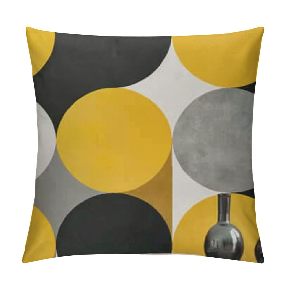 Chilfamy Mid Century King Pillow Cases, Modern Abstract Geometry Yellow