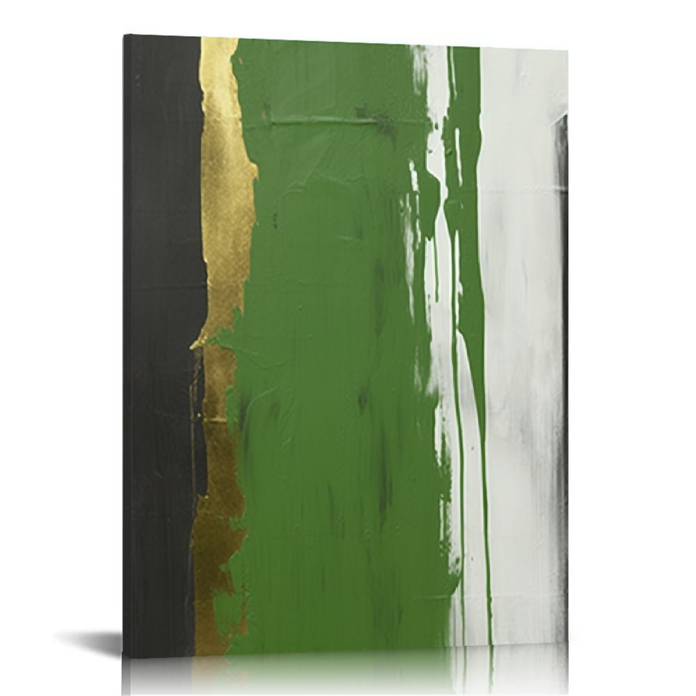 Chilfamy Modern Abstract Wall Art Green Grey and Gold Wall Art Prints