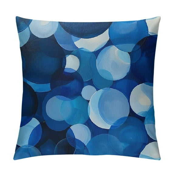 Chilfamy Modern Blue Geometric Dots Farmhouse Sofa Pillowcase Watercolor Abstract Blue Geometry White Sofa Cushion Cover Chinoiserie Pillow Cover Case for Sofa Living Room