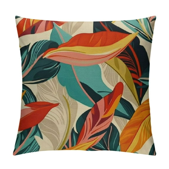 Chilfamy Modern Tropical Leaves Pillow Covers, Minimalist Aesthetic Leaf Decorative Throw Pillow Cases Summer Outdoor Pillow Covers for Patio Sofa Couch Bedroom 12x12in