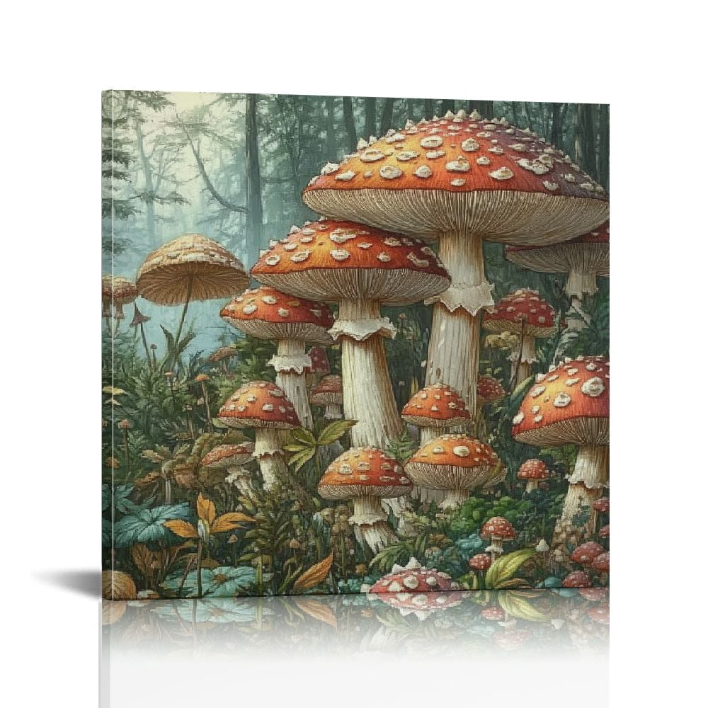 Chilfamy Mushrooms Forest Fantasy Art Canvas Wall Art Decor 12x12in ...