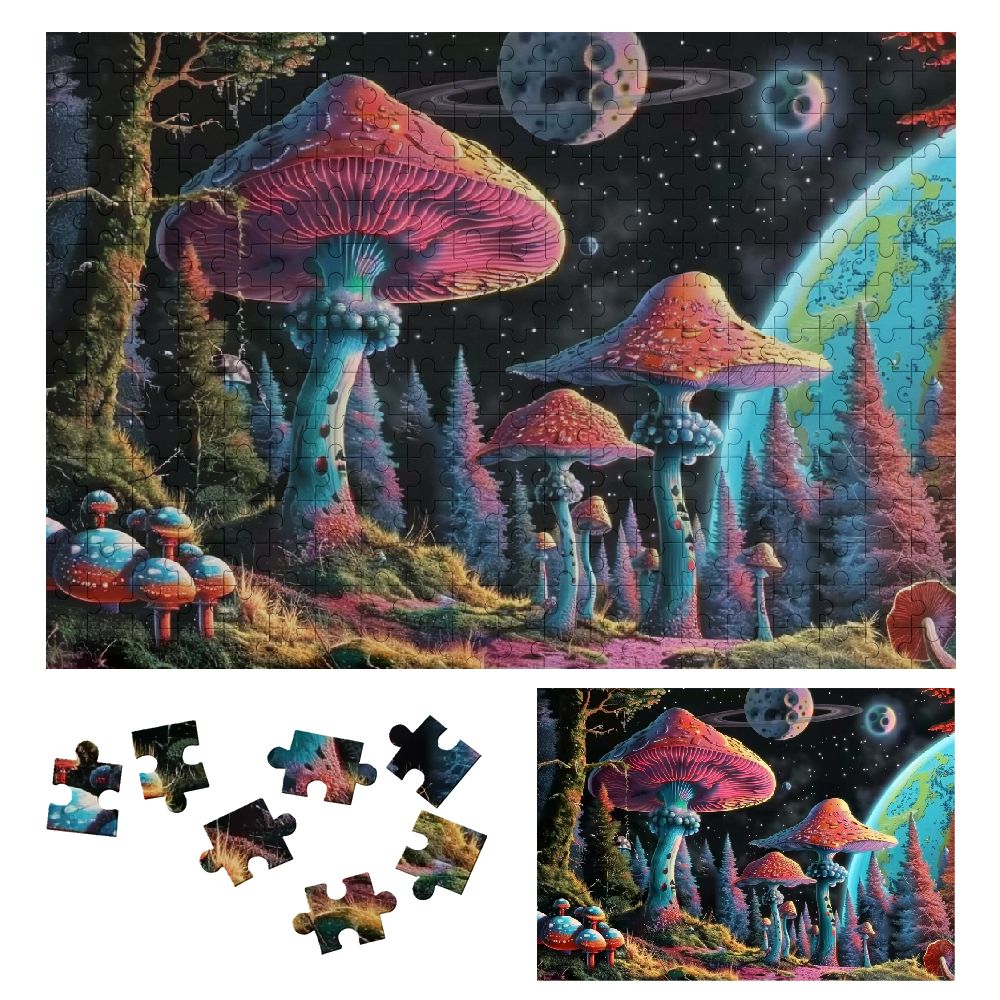 Chilfamy Mushrooms Forest Planets Wooden Jigsaw Puzzle for Adults ...