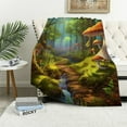 thumbnail image 1 of Chilfamy Mushrooms Forest Stream Flannel Throw Blanket for Couch Sofa Bed Office Travel Camping School All Seasons Exquisite Gifts 50x60in, 1 of 6