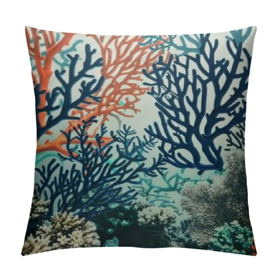 Chilfamy Nautical Coastal Throw Pillow Covers Beach Themed Ocean Coral Starfish Decorative Pillow Cases Outdoor Farmhouse Cushion Covers for Sofa Car Chair Living Room Home Decor White