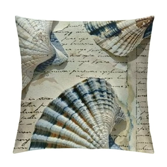 Chilfamy  Nautical Pillows Covers Vintage Coastal Decor Conch Seashell Decorative Marine Life Throw Pillow Cover Ocean Sea Pillowcase Outdoor Decor Sofa White