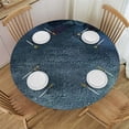 thumbnail image 1 of Chilfamy  Navy Blue Grey Round Tablecloth  Ruitic Teal White Table Cloth Waterproof Fabric Farmhouse Turquoise Modern Abstract Tablecloths Decorative for Holiday Party Picnic White, 1 of 8