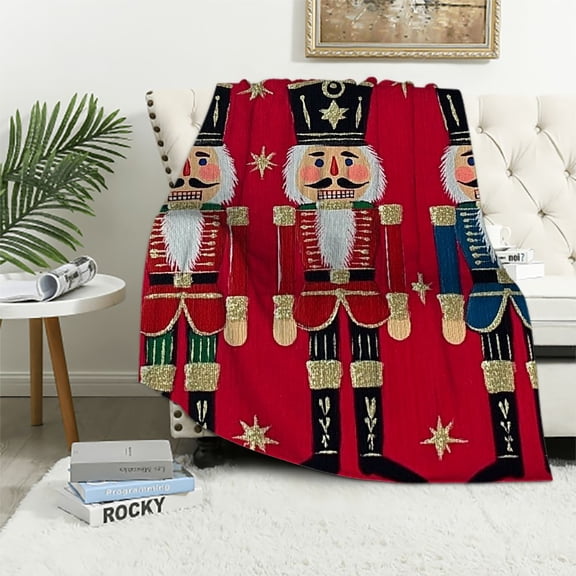 Chilfamy Nutcrackers Flannel Throw Blanket for Couch Sofa Bed, Christmas Home Decor All Seasons Warm and Cozy Blanket 40x50in