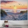 thumbnail image 1 of Chilfamy  Ocean Beach Tapestry Wall Hanging, Sunset Seabird and Beach with Grass Wall Hanging Tapestry Natural Landscape Tapestry for Bedroom Living Room Dorm Decoration Wall Decor 40x30inch, 1 of 6