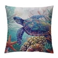 thumbnail image 1 of Chilfamy Ocean Theme Summer Pillow Covers Blue Sea Beach Pattern Soft Throw Pillow Cover Cushion Case for Couch Sofa Living Room Indoor Outdoor Home Decor 18x18in, 1 of 5
