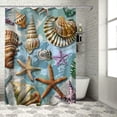 thumbnail image 1 of Chilfamy Ocean Themed Shower Curtains Cartoon Starfish Seashells Seasnail Coral Sea Themed Kids Boy and Girl Bathroom Decor Polyester Fabric Shower Curtain Set with Hooks White, 1 of 7