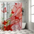 thumbnail image 1 of Chilfamy  Orange and Pink Shower Curtain, Warm Colors Victorian Style Arrangement of Swirls and Lines, Cloth Fabric Bathroom Decor Set with Hooks, Vermilion and Pale Pink White, 1 of 7