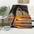 thumbnail image 1 of Chilfamy  Pacific Sunrise at Lanikai Beach Throw Blanket Hawaii Blanket Super Soft Flannel Throw Blanket Lightweight Plush Fuzzy Bed Blanket for Bedding Sofa and Travel  White, 1 of 6