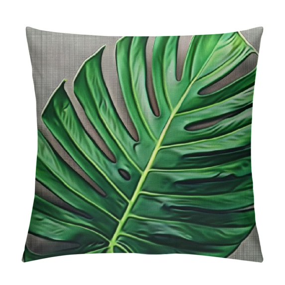 Chilfamy Palm Leaves Throw Pillow Covers Home Decorative Pillow Covers Pillowslip with Tropical Banana Palm Monstera Leaves Print for Summer Style Decor 18x18in