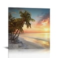 thumbnail image 1 of Chilfamy Palm Tree Beach Sunset Art Canvas Prints Wall Decor 12x12in, 1 of 6