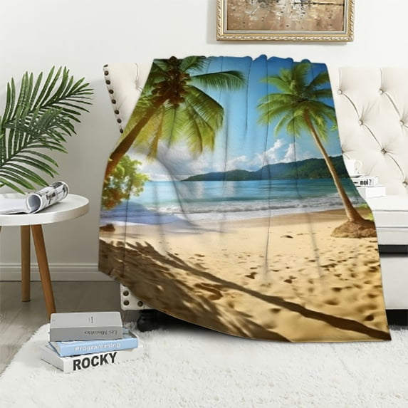 Chilfamy Palm Trees Ocean Ideal Comfy Throw Blanket Super Soft for All Seasons Exquisite Gifts 60x80in