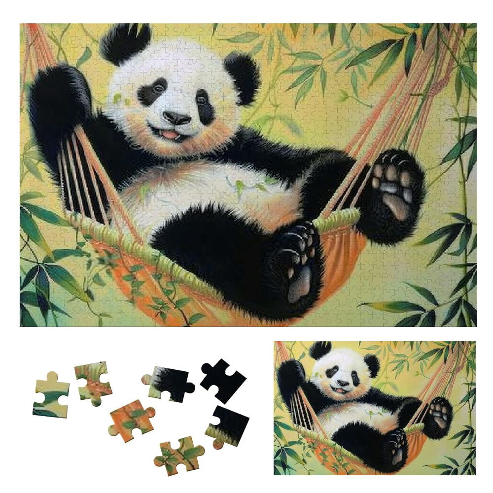 Chilfamy Panda Bear Leaves Wooden Jigsaw Puzzle for Adults and Kids ...
